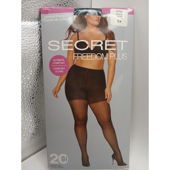 Freedom Accessories - Secret Freedom Plus Comfort Pantyhose Hosiery Sheer Tights Black Size 1+